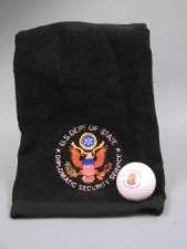 Golf Towel w/seal Available in Navy or Black.