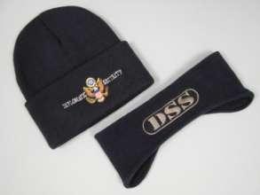 00 Knit Cap w/ DS Eagle: Black or Navy with Muted Diplomatic Security Eagle (not full