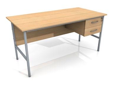Desk Single Ped 2 Dr. 1500 W1500 x D750 x H727mm Strengthening bars on legs. Metal drawer runners. Lockable Drawers, supplied with 2 keys per lock. Desk Single Ped 2 Dr.