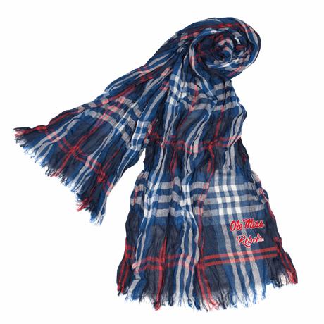 Crinkle Scarf Plaid /Red 1658-OLMS-NVRED 686699357856