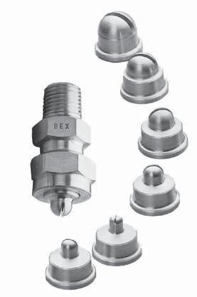 ABO Series Air Blow-off nozzles Also available in one-piece BEX ABP style SPRAY CHARACTERISTICS: SPECIAL FEATURES: FLAT SPRAY ABO Series air blow-off nozzles project a flat fan-shaped curtain of gas