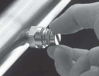 Installation involves simply inserting a ZIP-TIP nozzle tip into a ZIP-TIP nozzle body, pressing lightly, and twisting in a clockwise direction until the nozzle tip or adapter snaps into aligned