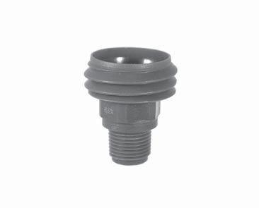 This plastic threaded body is useful when a metal clip is undesirable or where space limitations prevent using a spring clip-on nozzle.