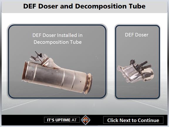 1.33 DEF Doser Installed The DEF Doser is mounted to the outside of the Decomposition Reactor Tube upstream from the Mixer.