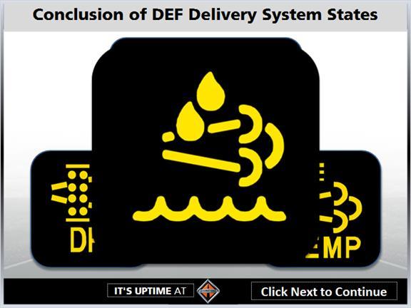 1.47 DEF Delivery Conclusion Now that we have covered the four states of the DEF Dosing System we will move on