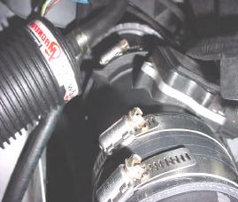 Install air cleaner to HFM then HFM to #1 pipe. Arrow on HFM must point towards engine.