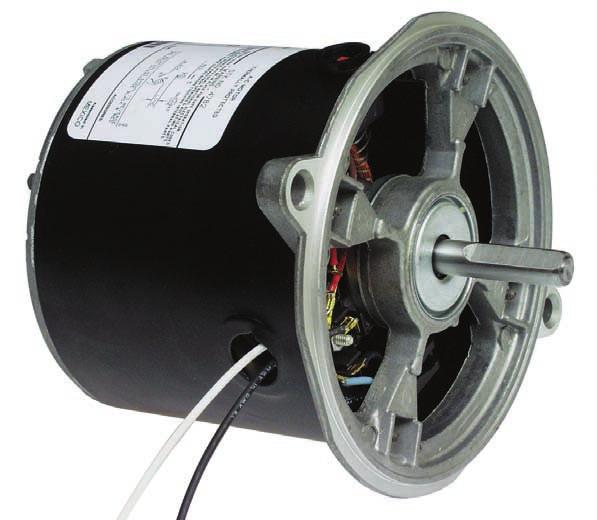 CONDENSER FAN MOTORS (60 HERTZ) SUITABLE FOR VERTICAL SHAFT UP OR HORIZONTAL MOUNTING PERMANENT SPLIT CAPACITOR AUTOMATIC RESET THERMAL PROTECTION TOTALLY ENCLOSED SHAFT END BRACKET, OPEN OPPOSITE