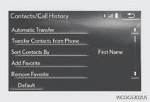 Registering the contacts in the favorites list 3 1 3 4 5 5 6 7 Press the MENU button on the Remote Touch. Please refer to page 48 for the Remote Touch operation. Select Setup. Select Phone.