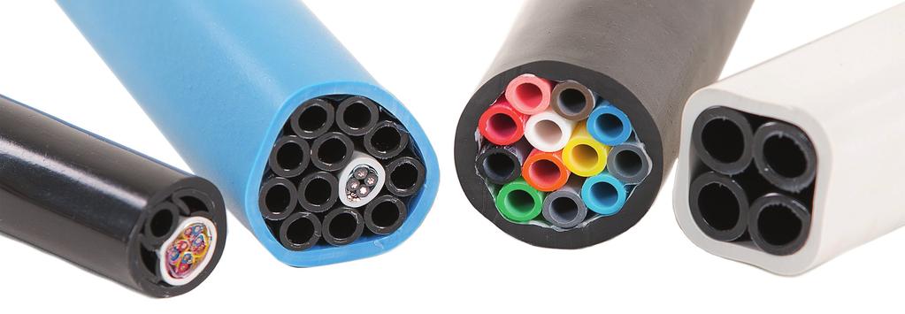 One product - multiple solutions A ToppMulti cable is a selection of e.g. pneumatic tubes, fluid tubes, electrical cables and optical fibres combined into one cable.