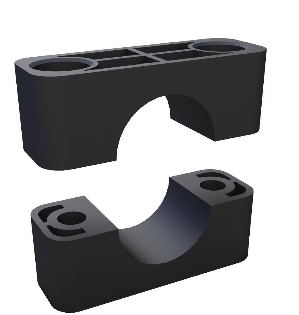 Heavy Clamp bodies mooth profile clamp bodies are perfect for use with hoses and cables. They have chamfered edges to reduce wear and damage.