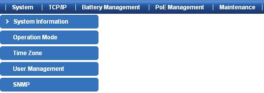 The Switch Menu on the left of the Web page lets you access all the functions and status the BSP-360 provides.