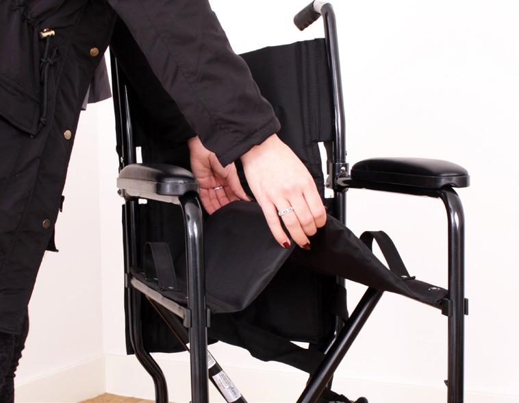 canvas, pull upwards to fold the chair. The backrest also has a half-folding back which can be used to make the AluLite Travel Chair even more compact.