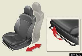 Topic 2 Before Driving Seats (Manual) Adjusting seat position With the lever raised, slide the seat forward or backward.