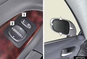 To adjust mirror angle, use the control switch.