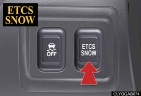 Topic 3 When Driving ETCS Switch (Manual Transmission) Use the ETCS switch to change to snow mode when starting or accelerating on snowcovered roads or other slippery surfaces.