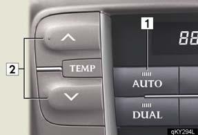 Entering and Exiting Before Driving When Driving 1 2 3 4 5 6 Driver side temperature control Switch to automatic mode Driver side temperature display OFF button Fan speed