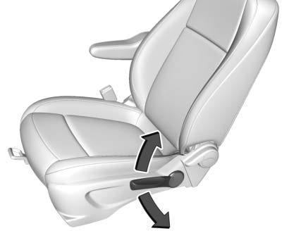 To adjust a manual seat: 1. Pull the handle at the front of the seat. 2. Slide the seat to the desired position and release the handle. 3.