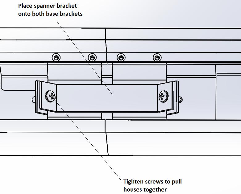 Tighten screws inside fixture to tighten brackets 9.