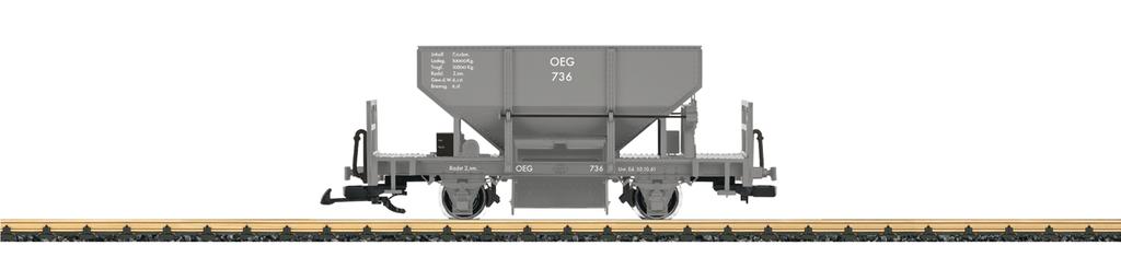 OEG 3G 43411 OEG Ballast Car This is a model of an OEG ballast car. It is prototypically painted and lettered for Era III. The side unloading hatches can be opened.
