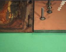 ADVANTAGES I FACTS I APPLICATION 1 1 > Heavy erosion on nonoriginal screed plates with through bolts 2 > Left: