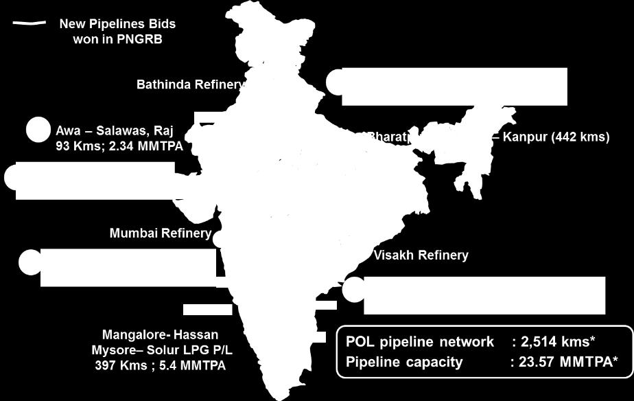 Petroleum & Oil Pipelines Note: Following 2 operational P/ls are not shown in map 1.
