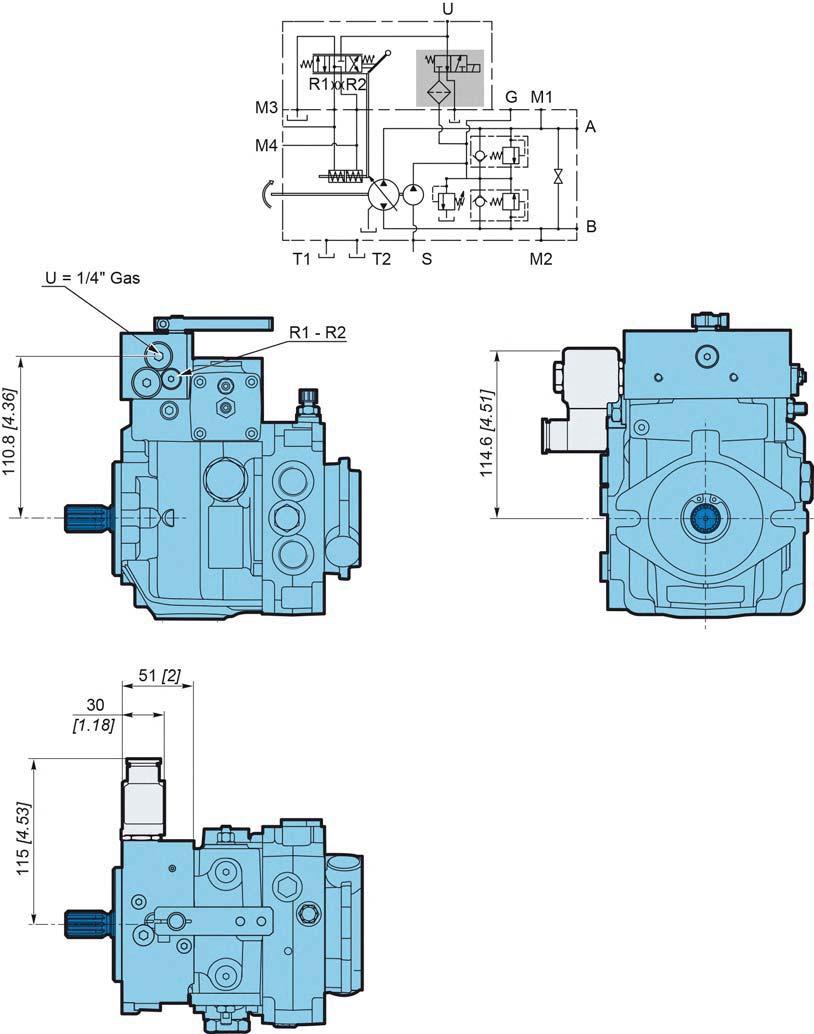 PM10 - Variable displacement pump POCLIN HYDRULICS External connections for filter 6 7 8 9 10 11 12 F3 Safety valve 1 2 3 4 5 6 7 8 9 10 11 12 VPU The pump PM10 control can be