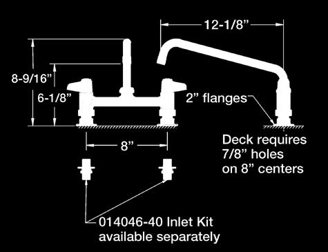 Deck Mounted Faucet with 3 Rigid Gooseneck Same as 5F-8DLX12 except with 3 rigid gooseneck 11-7/8 height; 8-1/8