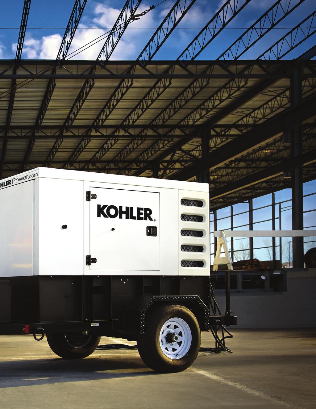 TOUGH TO THE CORE. GOES ANYWHERE YOU WANT. Quiet, reliable KOHLER mobile generators give you dependable power anywhere, from remote construction sites to public events to storm recovery.