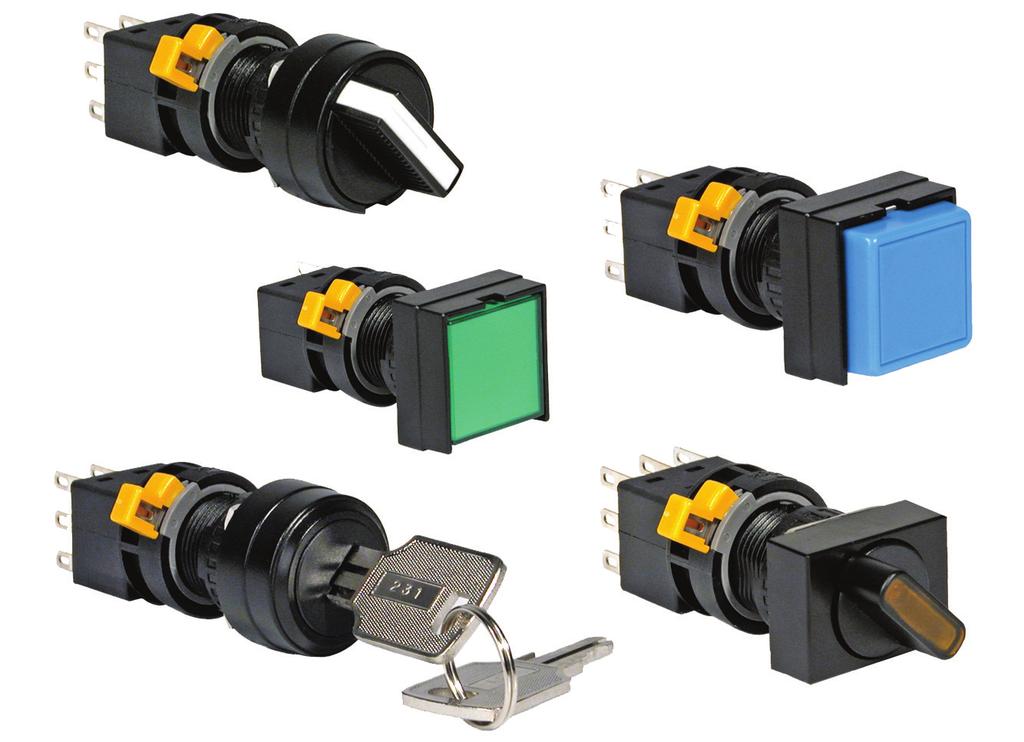 ø16mm - 6 Series Key features: 5/8 (16mm) mounting holes ocking lever removable contact blocks Solder terminal or PB terminal options Available assembled or as sub-components Worldwide approvals
