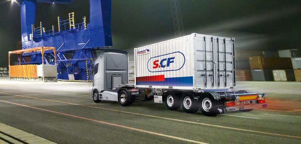 23 Container Chassis I S.CF 45 SLIDING BOGIE The S.CF 45 SLIDING BOGIE Semitrailer Container Chassis. Flexibility, Transport Safety and Perfect Container Handling.