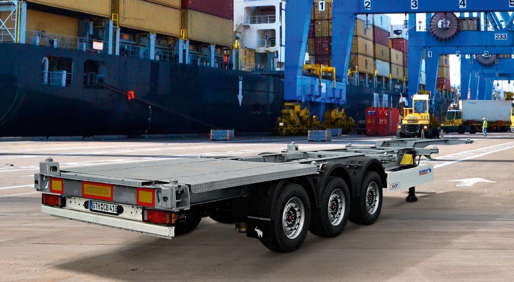 37 Container Chassis I S.CF GOOSENECK 40 FX The S.CF 40 FX Semitrailer Container Chassis. The Standard Stacker-accessible Solution for 20 to 40 Containers.