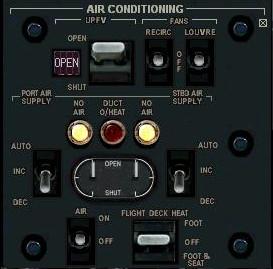 VC9 V5 6. AIR CONDITIONING The air conditioning controls are located on the right overhead panel opened with the icon.