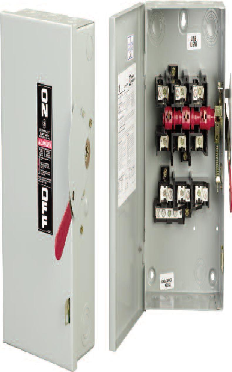 Disconnect Switch Voltage rating: Normal Duty 250V Heavy Duty 600V (480V) Current rating: 30A,