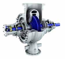 Single stage pumps HZB DOUBLE SUCTION VOLUTE PUMP Centerline mounting to allow free thermal expansion and high nozzle loads Minimum bearing span to minimize shaft