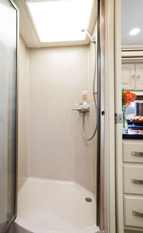 With a separate compartment for the vanity and lavatory, complete privacy is assured.