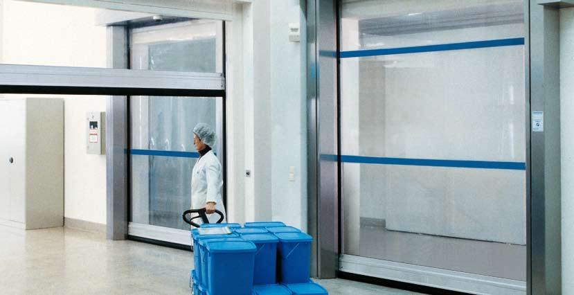 V 3015 Clean Internal door for clean rooms, transparent curtain Special curtain for pressure differences Air purification in clean rooms can result in a pressure difference of up to 50 Pa.