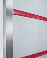 A stainless steel cover on the shaft and operator, and welded-on spring steel stabilisation are further characteristics of this door.