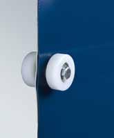 Spring steel wind lock in curtain pocket The lateral twin rollers ensure quiet and secure door travel.