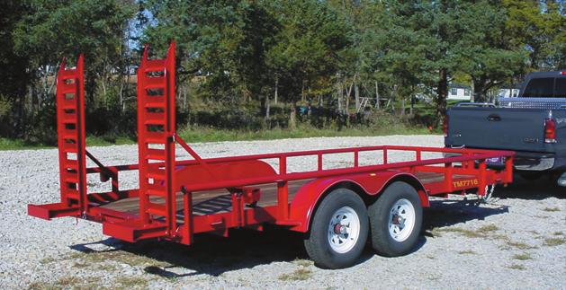 TM7716 77X16 (9,800 lbs GVWR) T/A Rail shown with Heavy Duty Stand Up Ramps option Utility T/A Rails 77 Series (7,000 lbs GVWR) 77 Wide X Five Lengths: 12, 14, 16, 18 & 20 20 Standard Equipment: 4 4