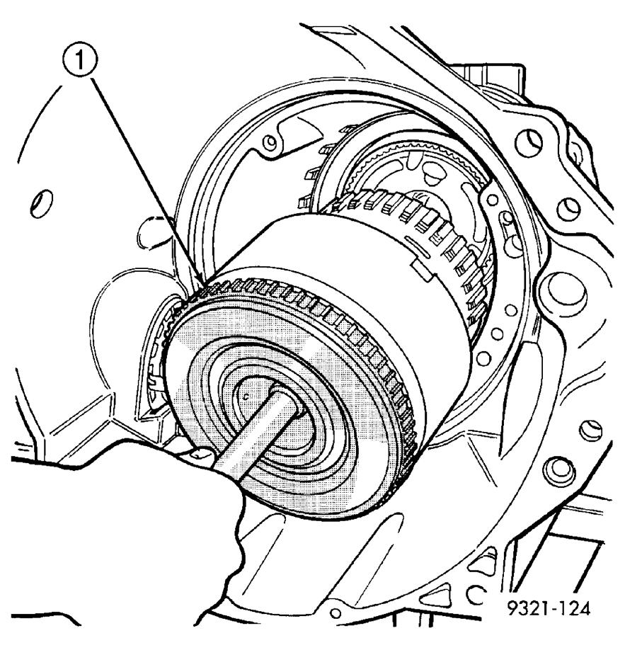Fig. 57: Installing Input Clutch Assembly With Proper Thrust Plate 1 - INPUT CLUTCH ASSEMBLY 46.