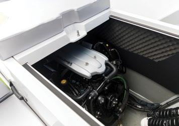storage keeps gear dry D Convenient engine access is soundproofed for