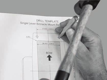 Cut Mounting Holes Refer to profile drawings and use appropriate drill template to cut mounting holes.