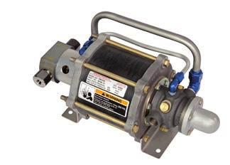 Air-Driven Gas Boosters S-86-JN Gas Booster Compatible with a wide range of common gases Available in 7 ratios, pressures to 13,500 psig (931 bar) Single or double-ended designs Drive air lubrication
