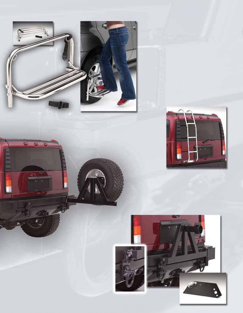 12 REMOVABLE STEP GET A LEG UP AND TAKE IT WITH YOU Use step t make lading the rf easy Simple design munts t tire f any car, truck, SUV, Jeep, van, and RV Flds flat fr easy strage Fits up t 22 size