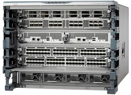 to 768 wire-rate 10-Gbps ports, 384 40-Gbps ports, and 192 100-Gbps ports.