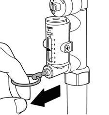 Use the ring () to slowly open the flow meter bypass valve that shuts off the flow of medium in the flow