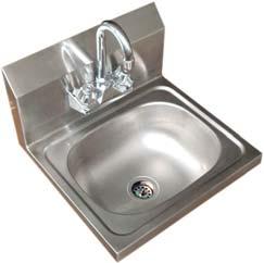 Sink Bowl is 10 x 14 x 5, 4 gooseneck faucet, 1-1/2 drain basket and wall mount clips