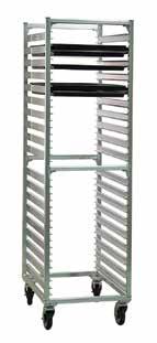½-Size Bun Pan Rack 1313 All welded aluminum construction No rivets. Units will hold 13 x 18, 14 x 18, and 18 x 26 pans. Four, one inch welds per angle guide.