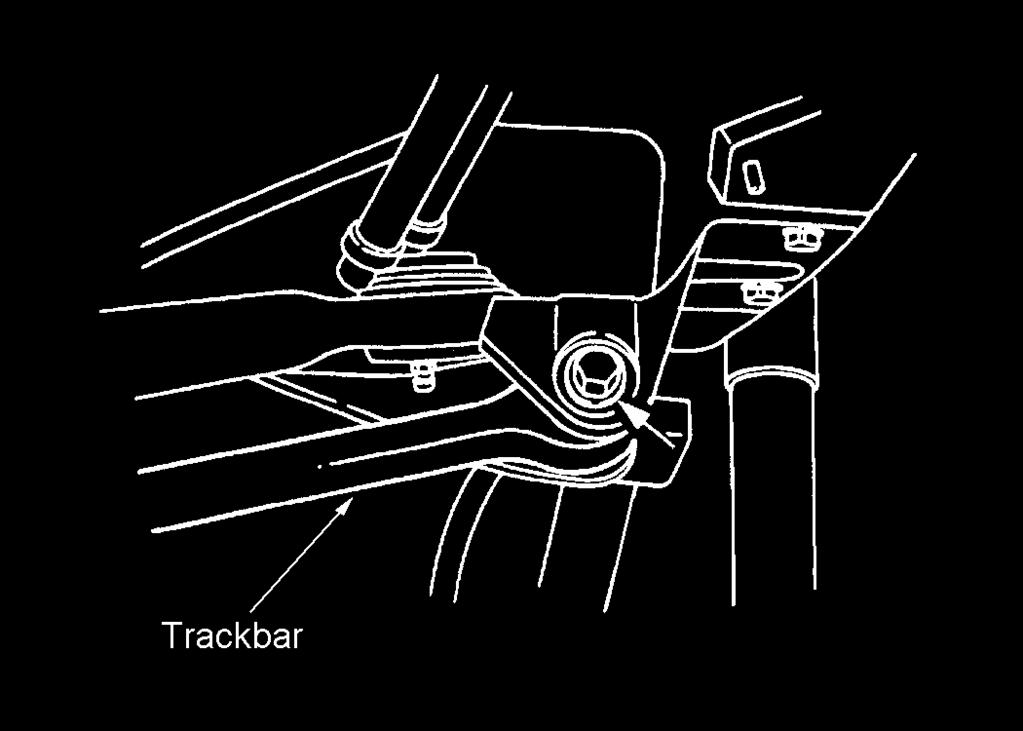 Vehicle Preparation FRONT SUSPENSION 1. Park the vehicle on a level surface. Set the parking brake and chock rear wheels. 2. Disconnect the trackbar from the driver side frame bracket.