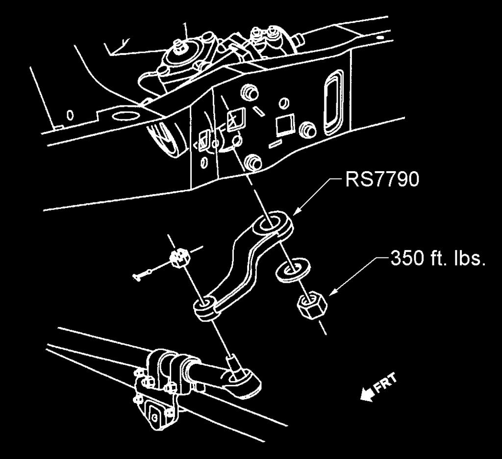 6. Install new pitman arm RS7790 on the sector shaft in the same position as the original arm. See illustration 12. Apply thread lock and tighten the sector shaft nut to 350 ft.- lbs. 11.